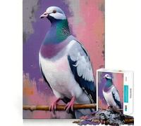 Puzzle de 1000 pièces représentant Un Pigeon perché sur Une Branche, avec Un Fond coloré Jeu de logique pour Adolescents, idéal pour Jouer en Groupe Découpe de précision, Cadeau attentionné (38x26cm)