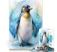 Puzzle de 1000 pièces représentant Un Pingouin à l'aquarelle,idéal pour Les Adolescents Jeu Stimulant l'esprit,Assemblage Solide et sécurisé,activité Amusante en Famille (50x75cm)