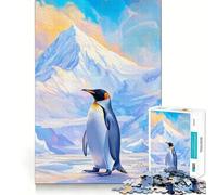 Puzzle de 1000 pièces représentant Un Pingouin dans Un Paysage de Montagne enneigée, idéal pour Les Adolescents Développe la mémoire, soulage la Tension, Bords Lisses, Surprise de Noël (38x52cm)
