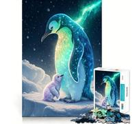 Puzzle de 1000 pièces représentant Un Pingouin et Son Petit dans Un Paysage enneigé, idéal pour Les Adultes Jeu intellectuel apaisant et décoratif Mural de qualité (38x26cm)