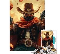 Puzzle de 1000 pièces représentant Un Pistolero de l'Ouest Portant Un Poncho Jeu éducatif Difficile et Stimulant d'analyse et de logique adapté aux Personnes de 14 Ans et Plus (38x52cm)