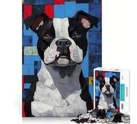 Puzzle de 1000 pièces représentant Un Pitbull dans Un Motif géométrique, idéal pour Adultes Renforce la mémoire, soulage Le Stress et Offre Une Belle Finition Cadeau d'anniversaire Original (38x26cm)