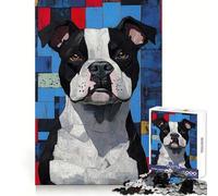 Puzzle de 1000 pièces représentant Un Pitbull dans Un Motif géométrique, idéal pour Adultes Renforce la mémoire, soulage Le Stress et Offre Une Belle Finition Cadeau d'anniversaire Original (38x26cm)