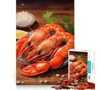 Puzzle de 1000 pièces représentant Un Plat de crevettes pour Adultes Exercice cérébral Atelier d'assemblage Artistique Relaxant Cadeau mémorable 50x75cm
