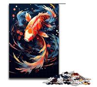 Puzzle de 1000 pièces représentant Un Poisson koï entouré d'éclaboussures pour Adultes Liste de souhaits de Noël avec Le Père Noël pour Adolescents de 14 Ans et Plus 75 x 50 cm