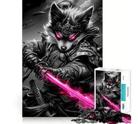 Puzzle de 1000 pièces représentant Un Poméranien samouraï avec Une épée Rose (50x75cm) Jouet Intelligent pour la Maison Idéal pour Les fêtes de Fin d'année