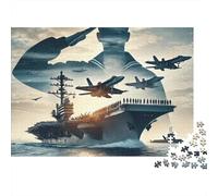 Puzzle de 1000 pièces représentant Un Porte-Avions, Navire de Guerre, Double Exposition, pour Adultes. Jeu éducatif, décoration intérieure, défi, Cadeau d'anniversaire. 52 x 38 cm
