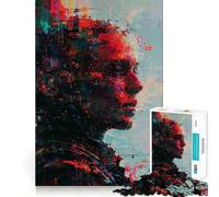 Puzzle de 1000 pièces représentant Un Portrait Abstrait de Femme en Rouge Jeu cognitif Amusant Structure à emboîtement précise Activité de Partage et de complicité avec Les Proches (38x26cm)