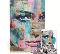 Puzzle de 1000 pièces représentant Un Portrait Abstrait doré, Jeu Manuel Stimulant la motricité Fine et l'intelligence, avec des pièces de Formes aléatoires s'emboîtant Parfaitement 38x26cm