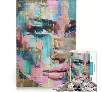 Puzzle de 1000 pièces représentant Un Portrait Abstrait doré, Jeu Manuel Stimulant la motricité Fine et l'intelligence, avec des pièces de Formes aléatoires s'emboîtant Parfaitement 38x52cm