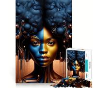 Puzzle de 1000 pièces représentant Un Portrait Abstrait et Vibrant,idéal pour Les Adolescents Jeu Stimulant l'esprit,Assemblage Solide et sécurisé,activité Amusante en Famille Le Soir (50x75cm)