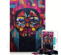Puzzle de 1000 pièces représentant Un Portrait Abstrait Pop Art en kaléidoscope, idéal pour Adultes Jeu de logique Transparente, découpe Parfaite, Cadeau créatif (38x52cm)