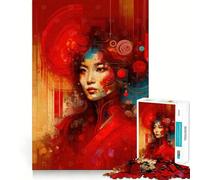Puzzle de 1000 pièces représentant Un Portrait Abstrait Rouge, idéal pour Adultes, pour stimuler la mémoire, Jouer en Groupe et créer Un Motif Surprise pour Noël (38x26cm)