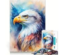 Puzzle de 1000 pièces représentant Un Portrait d'aigle à l'aquarelle,idéal pour Les Adolescents Jeu Stimulant l'esprit,pièces de Taille Uniforme et précises,activité Amusante en Famille Le Soir