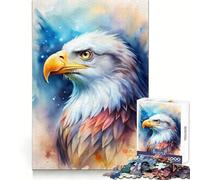 Puzzle de 1000 pièces représentant Un Portrait d'aigle à l'aquarelle,idéal pour Les Adolescents Stimule l'intellect et l'habileté,Offre Une évasion paisible et Un Assemblage Facile Cadeau de Noël