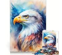 Puzzle de 1000 pièces représentant Un Portrait d'aigle à l'aquarelle pour Adultes Stimule la mémoire et la Force Détente agréable Découpe Fine Cadeau Symbolique (38x52cm)