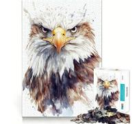 Puzzle de 1000 pièces représentant Un Portrait d'aigle à tête Blanche à l'aquarelle,idéal pour Les Adolescents Jeu Stimulant l'esprit,Assemblage Solide et sécurisé,activité Amusante en Famille