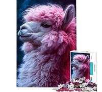 Puzzle de 1000 pièces représentant Un Portrait d'alpaga Rose Duveteux idéal pour des activités Amusantes à la Maison décoration Artistique et Jouet pour Les 14 Ans et Plus (38x52cm)