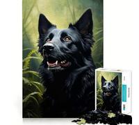 Puzzle de 1000 pièces représentant Un Portrait de Berger Allemand Noir,découpe précise,Jeu de réflexion,Cadeau Facile à Jouer,Cadeau d'anniversaire Amusant (38x52cm)