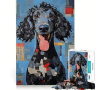 Puzzle de 1000 pièces représentant Un Portrait de Caniche Noir,découpe précise,défi Intelligent et Amusant,Divertissement et décoration de Noël (50x75cm)