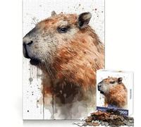 Puzzle de 1000 pièces représentant Un Portrait de Capybara à l'aquarelle,idéal pour Les Adolescents Stimule la réflexion stratégique et favorise Un Engagement Doux Assemblage précis