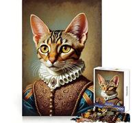 Puzzle de 1000 pièces représentant Un Portrait de Chat de la Renaissance, idéal pour Les Adolescents Jeu de logique Pure, Doux et Relaxant, découpe Nette, pièce d'art de qualité (38x52cm)
