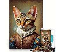 Puzzle de 1000 pièces représentant Un Portrait de Chat de la Renaissance, idéal pour Les Adolescents Jeu de logique Pure, Doux et Relaxant, découpe Nette, pièce d'art de qualité (38x52cm)