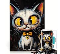 Puzzle de 1000 pièces représentant Un Portrait de Chat fantaisiste Jeu de Concentration mentale Découpe de précision Bords Lisses Jeu de Construction de Liens significatifs (38x26cm)