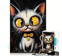 Puzzle de 1000 pièces représentant Un Portrait de Chat fantaisiste Jeu de Concentration mentale Découpe de précision Bords Lisses Jeu de Construction de Liens significatifs (50x75cm)