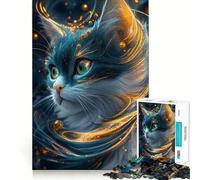 Puzzle de 1000 pièces représentant Un Portrait de Chat Mystique pour Adultes, idéal pour se concentrer et se détendre (38x26cm)