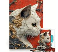 Puzzle de 1000 pièces représentant Un Portrait de Chat orné, pour Adultes, Jouet Intelligent, activité à Domicile, découpe précise, décoration Murale (38x52cm)