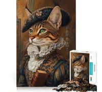 Puzzle de 1000 pièces représentant Un Portrait de Chat Royal dans Le Style Renaissance, idéal pour Les Adolescents Décoration Murale apaisante et ludique aux découpes nettes (50x75cm)