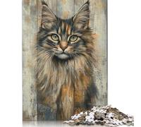 Puzzle de 1000 pièces représentant Un Portrait de Chat sur Panneau de Papier pour Adultes. Jeu éducatif en Carton, décoration intérieure, 38 x 26 cm.