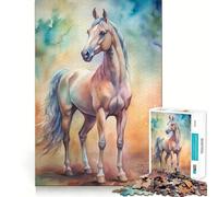 Puzzle de 1000 pièces représentant Un Portrait de Cheval à l'aquarelle Jeu Amusant et Facile à Transporter (38x26cm) Pièces nettes et sans bavures Idéal pour Les Voyages