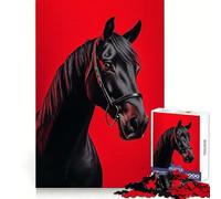 Puzzle de 1000 pièces représentant Un Portrait de Cheval Noir,idéal pour Les Adolescents Parfait pour l'entraînement à la Concentration,Le Calme et la Distraction Assemblage serré