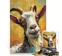 Puzzle de 1000 pièces représentant Un Portrait de chèvre Souriante, idéal pour Adultes Jeu de Construction Amusant et précis, Un Cadeau mémorable 50x75cm