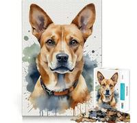 Puzzle de 1000 pièces représentant Un Portrait de Chien à l'aquarelle pour Adultes Jeu de mémoire et de réflexion Découpe Fine,Finitions Haut de Gamme Un Moyen captivant de Passer Le Temps (50x75cm)