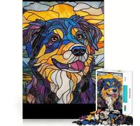 Puzzle de 1000 pièces représentant Un Portrait de Chien en vitrail, idéal pour Les Adolescents Un Jeu de réflexion pour des Moments de détente et de qualité, Un Cadeau Parfait 50x75cm