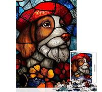 Puzzle de 1000 pièces représentant Un Portrait de Chien en vitrail Jeu Manuel idéal pour Les Couples Jouet éducatif avec Poster et fiche de Questions-réponses Assortis (38x52cm)