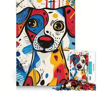 Puzzle de 1000 pièces représentant Un Portrait de Chien Pop Art, idéal pour Adultes, Jeu de logique et de détente, Bords Lisses, Cadeau saisonnier (38x52cm)