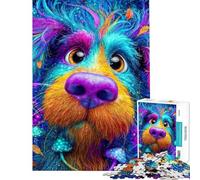 Puzzle de 1000 pièces représentant Un Portrait de Chien psychédélique avec des Champignons Idéal pour Les Adolescents pour des Moments de Partage en Famille Un Cadeau pour Un Anniversaire ou Noël