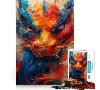 Puzzle de 1000 pièces représentant Un Portrait de Dragon Vibrant pour Adultes Jeu de mémoire et de réflexion Découpe Fine,Finitions Haut de Gamme Un Moyen captivant de Passer Le Temps (38x52cm)