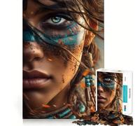 Puzzle de 1000 pièces représentant Un Portrait de Femme amérindienne en Gros Plan, idéal pour Les Adolescents Jeu de réflexion, Divertissement et Cadeau Original (50x75cm)