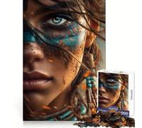 Puzzle de 1000 pièces représentant Un Portrait de Femme amérindienne en Gros Plan, idéal pour Les Adolescents Jeu de réflexion, Divertissement et Cadeau Original (50x75cm)