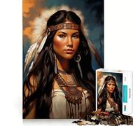 Puzzle de 1000 pièces représentant Un Portrait de Femme amérindienne, idéal pour Adultes Jeu de Concentration et de détente Bordure serrée Cadeau du Père Noël (38x26cm)