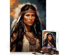 Puzzle de 1000 pièces représentant Un Portrait de Femme amérindienne, idéal pour Adultes Jeu de Concentration et de détente Bordure serrée Cadeau du Père Noël (38x26cm)