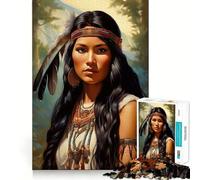 Puzzle de 1000 pièces représentant Un Portrait de Femme amérindienne, idéal pour Les Adolescents Jeu de réflexion Stimulant et Anti-Stress Découpe de qualité supérieure Cadeau Exceptionnel (50x75cm)