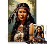 Puzzle de 1000 pièces représentant Un Portrait de Femme amérindienne, idéal pour Les Adolescents Jeu de réflexion Stimulant et Anti-Stress Découpe de qualité supérieure Cadeau Exceptionnel (50x75cm)