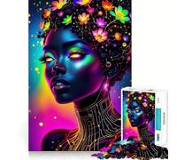 Puzzle de 1000 pièces représentant Un Portrait de Femme aux Fleurs néon, idéal pour Les Adolescents Jeu de réflexion Amusant et divertissant, à Assembler et à Collectionner (38x52cm)