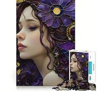 Puzzle de 1000 pièces représentant Un Portrait de Femme en vitrail, idéal pour Les Adolescents Stimule la mémoire, Anti-Stress, Bords Lisses, Cadeau de Noël 38x52cm